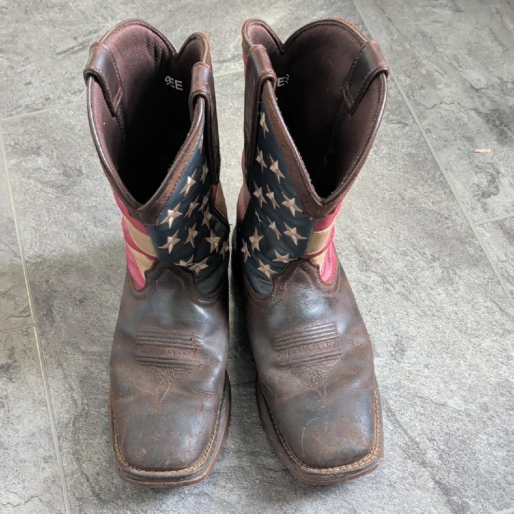 Durango Chocolate Brown With Red White And Blue Men's Boots